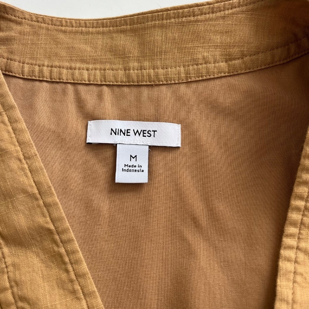 Nine West Mustard V-Neck Tiered Mini Dress - Picture 3 of 8